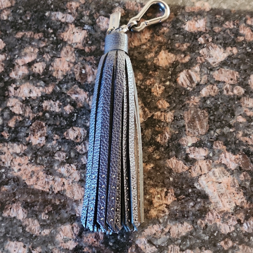 Coach Studded Leather Tassel Keychain